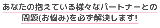 あなたの抱えている様々なパートナーとの問題(お悩み)を必ず解決します!